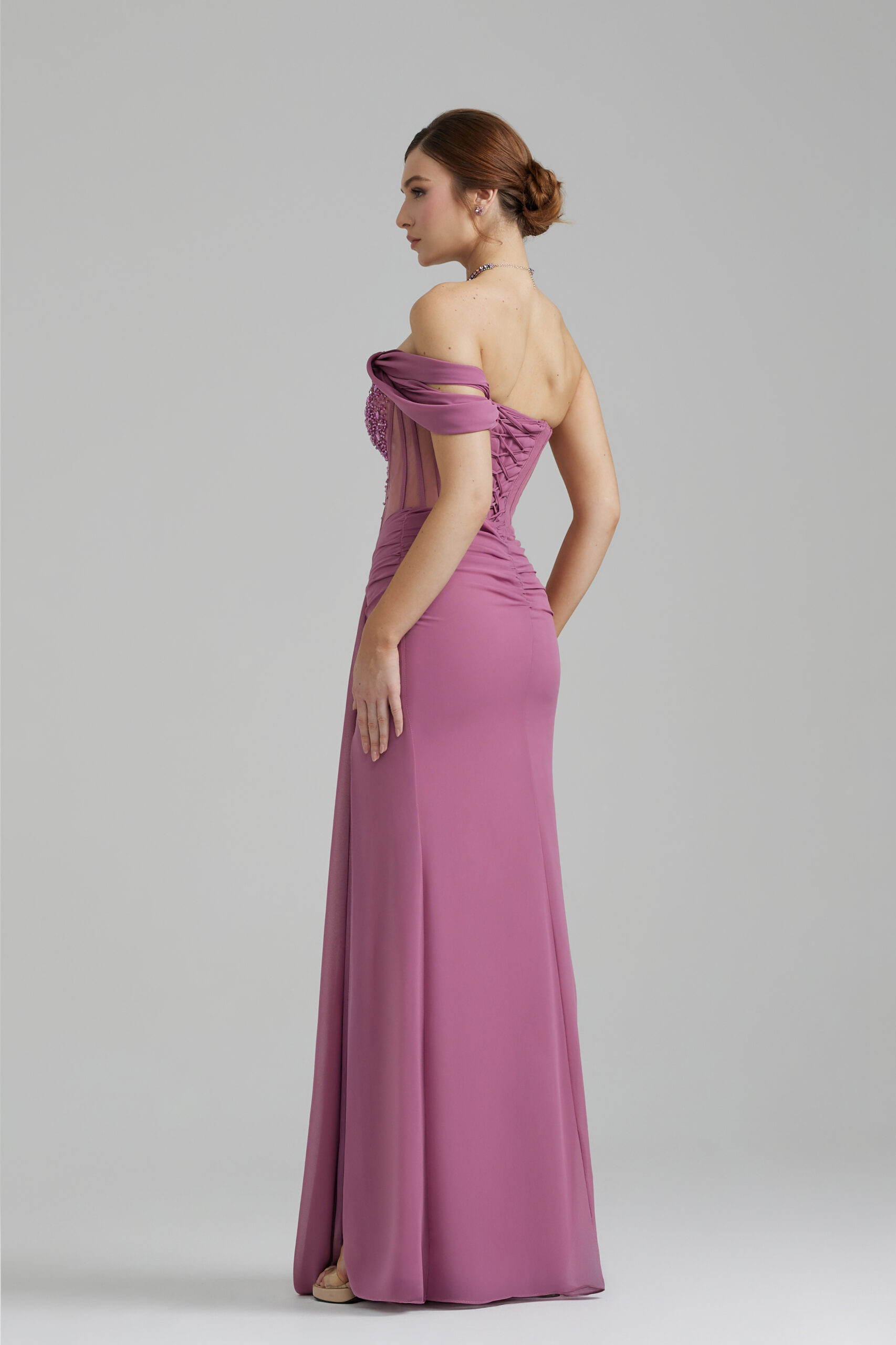 Back picture of Ôzé by THD dress in plum pink