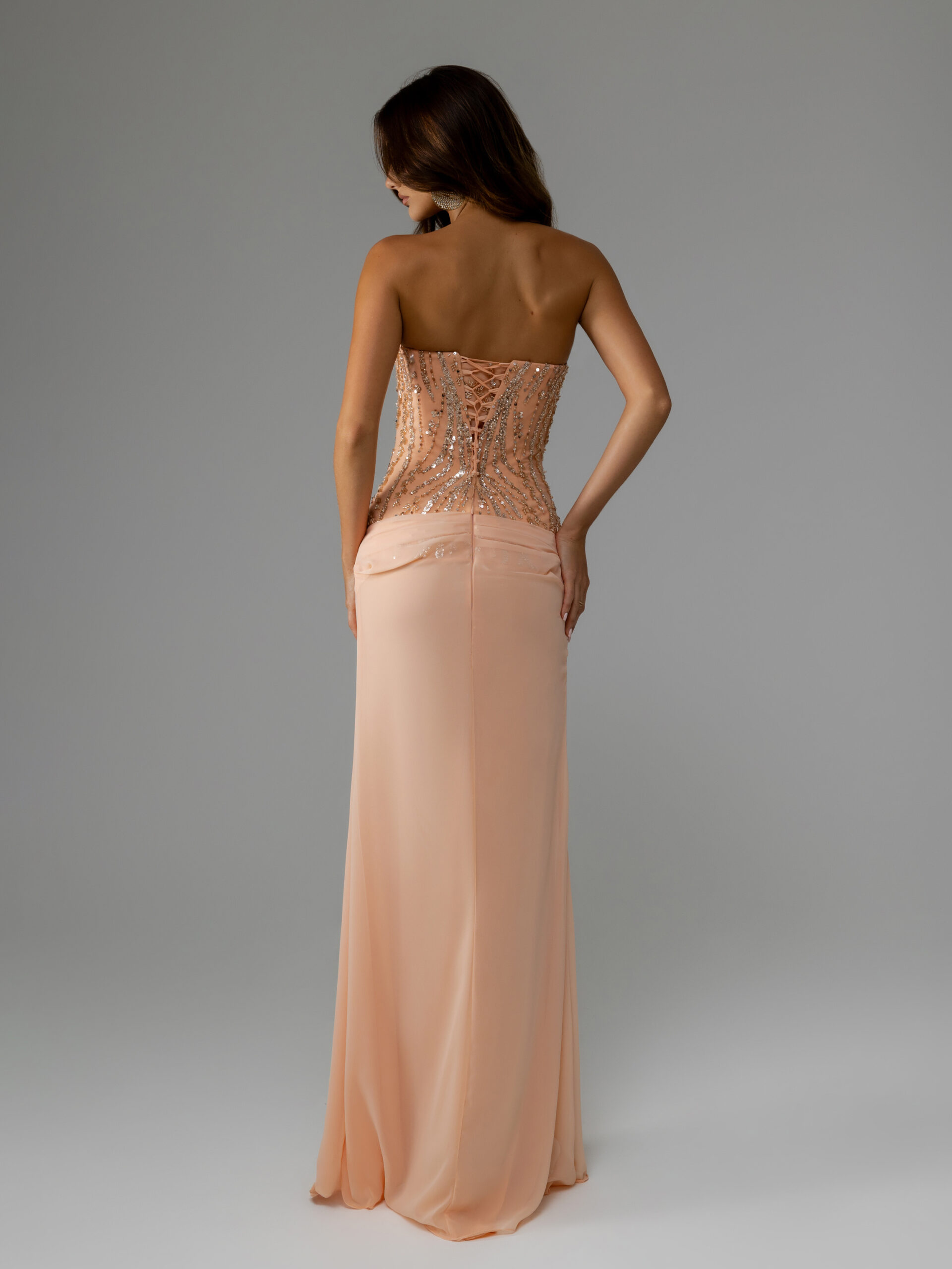back picture of oze by THD Orelia dress in Peach