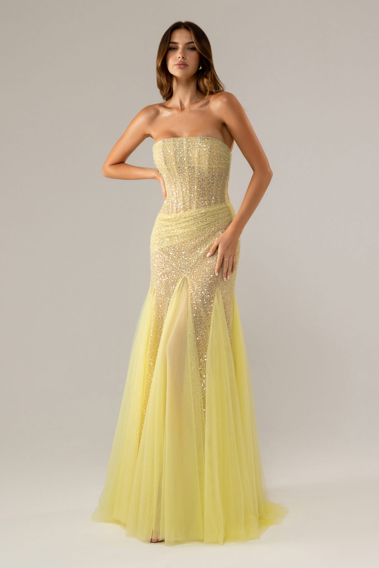 Front picture of oze by THD dress Alina in Yellow number 1