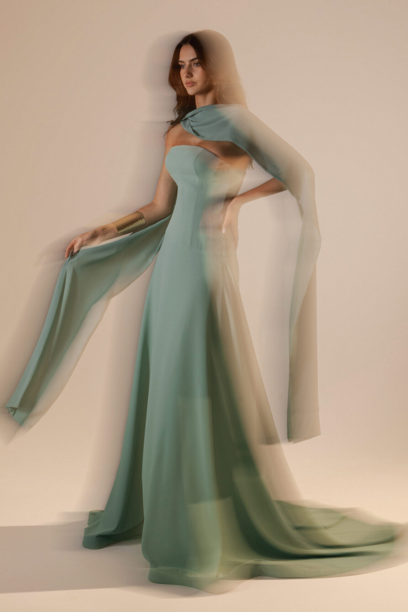 Editorial picture of oze by THD dress in Misty Teal 2