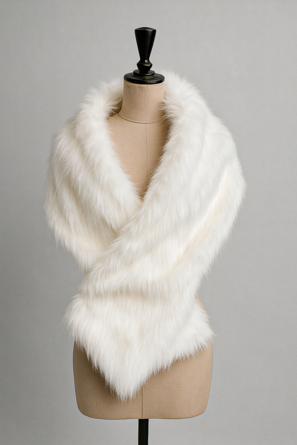 Off-White Shaggy Faux Fur Shawl